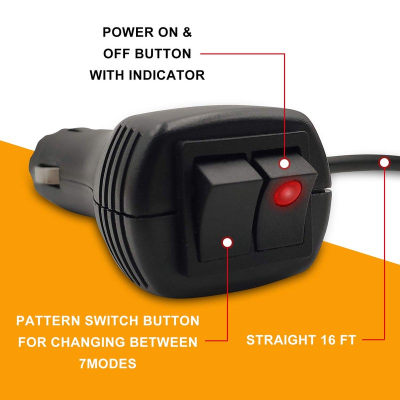 EASE2U E ضوء فلاش LED، 12V-24V تحذير طوارئ أضواء كاشفة مع مغناطيس وسلك مستقيم بطول 16.4 قدم لمركبات الرافعة الشوكية والشاحنات والجرارات وعربات الجولف وUTV والسيارات والحافلات (1 قطعة، كهرماني) - Image 5